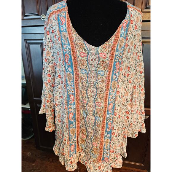 Cynthia Rowley 1X multicolor peasant Blouse - Picture 1 of 7